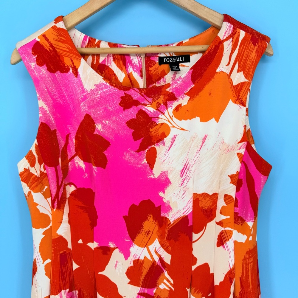 Tropical P12 Floral Sheath Dress WITH POCKETS Pink Orange Summer Vacation Barbie - Picture 3 of 9